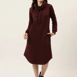 BRINNS Dark Maroon Midi Dress-image-33