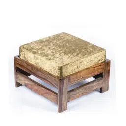Ikiriya Amber Solid Brown & Green Wood Foot Stool Teak Finish-image-93