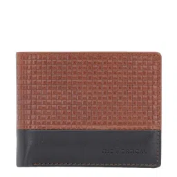 The Vertical Tan Textured Bi-Fold Wallet for Men image 1