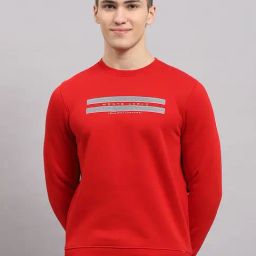 Monte Carlo Red Regular Fit Logo Printed Sweatshirt-image-10