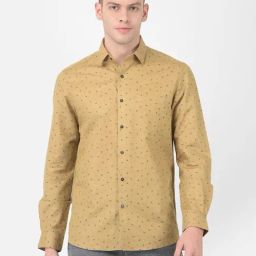Turtle Khaki Cotton Linen Regular Fit Printed Formal Shirt-picture-34