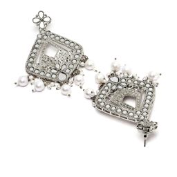 Karatcart Silver Plated Mirror Dangler Earrings for Women image 5