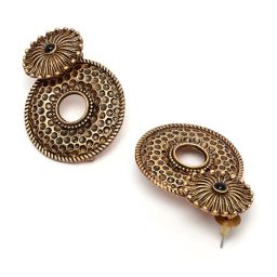 Karatcart Gold-Plated Textured Stud Earrings for Women image 5