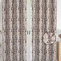 AVI Brown & White Set of 2 Floral Door Curtain-34