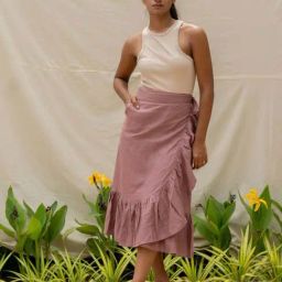Anousshka Wood Rose Wrap Around Skirt-image-1