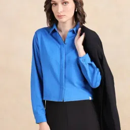RAREISM Blue Cotton Blend Solid Long Sleeves Shirt-picture-4
