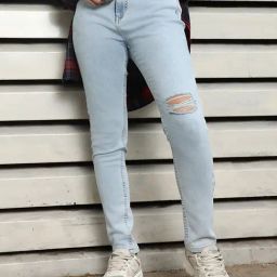 High Star Light Blue Cotton Distressed Jeans-image-47