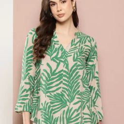 Qurvii Green Printed Top-image-71