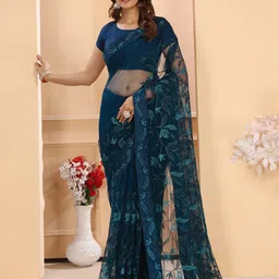 PATLANI STYLE Floral Embroidered Net Saree-3
