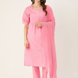 MISRI Regular Pure Cotton Kurta with Palazzos & With Dupatta-image-13