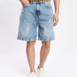Bene Kleed Men Relaxed Distressed Denim Shorts-picture-41