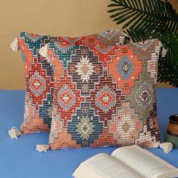 HOSTA HOMES Digital Print Multicolor Cotton Cushion Covers - Set of 2-image-79