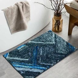 Bianca Spa Grey/Blue Micro-Polly Geometric Bathmat-picture-5