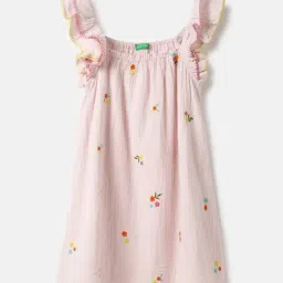 United Colors Of Benetton Girls Pink Cotton Regular Fit Embroidered Dress-picture-24