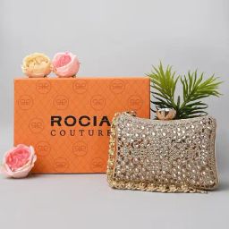 Rocia Gold Embellished Small Box Clutch-image-37