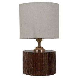 Tucasa SHS-70 Mango Wood Cotton B-22 Table Lamp 12.5 Inch (Brown and Beige)-46