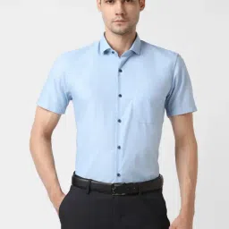 Peter England Blue Slim Fit Shirt-picture-5