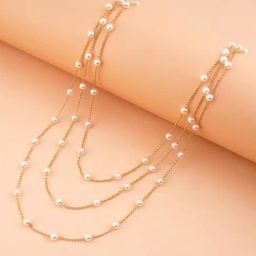 OOMPH Gold Tone White Pearls Multi Layered Multi-Strand Fashion Necklaces for Women-91