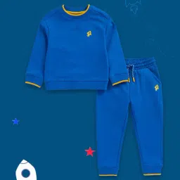 Mothercare Kids Blue Solid Full Sleeves Sweatshirt with Joggers-picture-18