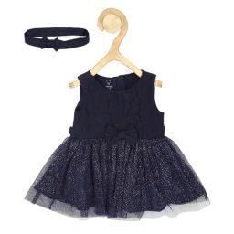 Allen Solly Junior Navy Embroidered Frock with Hairband-image-64