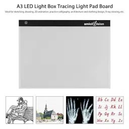 amicivision LED Lighted Tracing Board With Brightness Controlled Touch Button A3 210 GSM White image 2