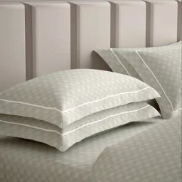 Mulberry Living Cotton Urban Grid Beige 300 TC Set of 2 Pillow Covers-32