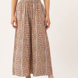 FERANOID Geometric Printed Knitted Cotton Palazzos-1