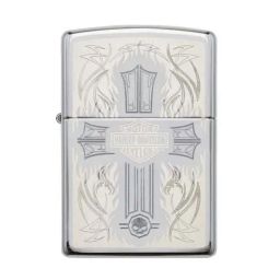 Zippo Silver Harley-Davidson Lase Cross Brass Pocket Lighter-16