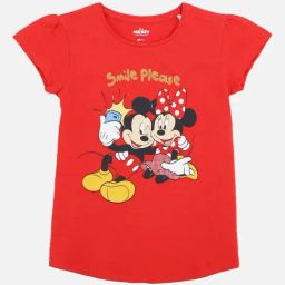 Kidsville Kids Bright Red Mickey & Friends Print T-Shirt-image-35