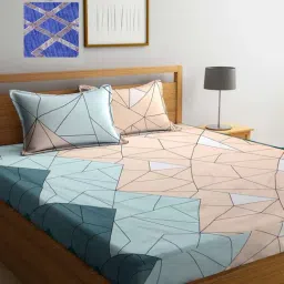 Klotthe Printed Multicolor 210 TC Cotton Blend Double 2 Bed Sheets with 4 Pillow Covers-image-46