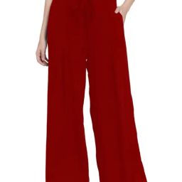 PATRORNA Maroon Mid Rise Relaxed Fit Retro Palazzos-image-13
