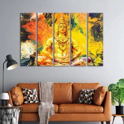999Store Printed Yellow MDF 5 Panels Wall Art-45