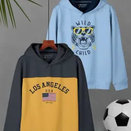 HELLCAT Kids Dark Grey & Sky Blue Printed Full Sleeves Sweatshirt (Pack Of 2)-image-92