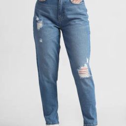 Only Blue Cotton Distressed Mid Rise Jeans-image-51