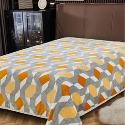 DREAM WEAVERZ Grey & White Geometric 150 GSM Double Bed Blanket-image-41