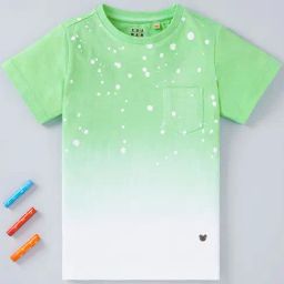 Ed-a-Mamma Kids Green & White Cotton Printed T-Shirt-picture-0