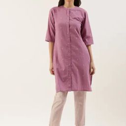 Clt.s Mauve Cotton Printed Kurta With Pyjamas-5