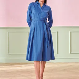 AND Shirt Women Solid Long Sleeves A-Line Dress-picture-27