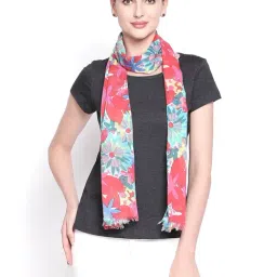 Style Quotient Coral Floral Print Scarves-picture-47