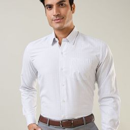 TIM PARIS Micro Checked Spread Collar Pure Cotton Formal Shirt-image-64