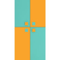 Adona Flora 2 Door Premium MDF Wardrobe With Floral Handles - Turquoise Yellow-image-90