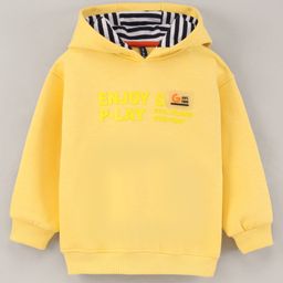 Little Kangaroos Full Sleeves Hooded Sweatshirt Text Print - Yellow-picture-27