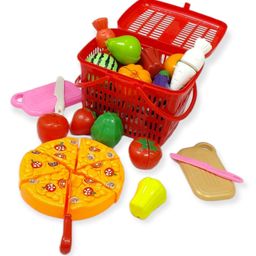 PLUSPOINT Realistic Sliceable Cut Fruits and Vegetable with Pizza Basket - Multicolour-14