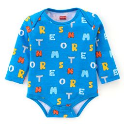 Babyhug 100% Cotton Full Sleeves Onesie With Text Print - Blue-image-26