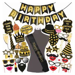 Wobbox Happy Birthday Props Birthday Banner & Sash Happy Birthday Decoration Items Black -Pack Of 42-image-71