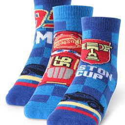 Cute Walk by Babyhug Disney Anti Bacterial Ankle Length Socks with Cars Graphics Pack of 3 - Multicolour-image-46