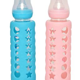 Fantasy India Premium Glass Baby Feeding Bottle for Kids Ultrasoft Nipple Glass Feeding Bottle with Silicone Cover Feeding Bottle for Milk and Baby Drinks No Leakage ML & OZ Marking (Color :- Blue/Pink, 240 ml)-image-28