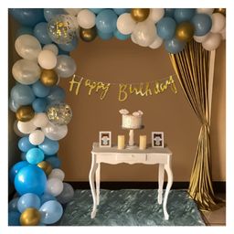 Bubble Trouble Z Birthday Decoration Kits For Kids With Chrome, Confetti, Birthday Balloons And Gold Cursive Birthday Banner For Birthday Decoration | Blue And White | 70 Pieces-image-12