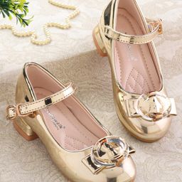 Cute Walk by Babyhug Ballerinas with Buckle Closure & Bow Applique -  Golden-image-71