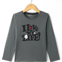 Doreme Single Jersey Knit Full Sleeves T-Shirt With Text Print - Grey-picture-37